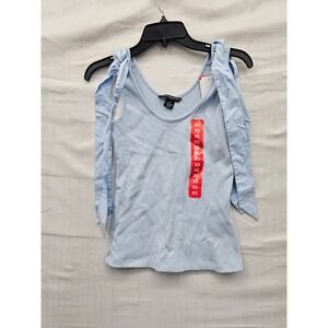 French Connection Womens Bow Tank Top Blue Cotton Blend Casual‎ Size XS